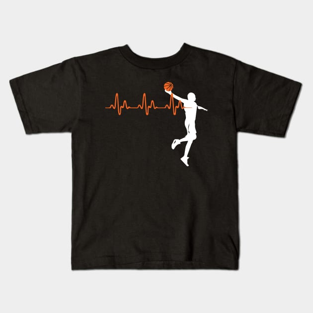 Basketball Heartbeat Kids T-Shirt by jMvillszz